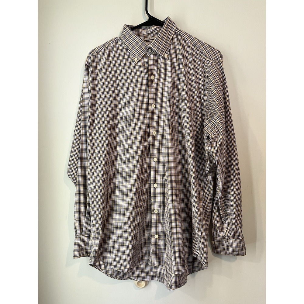 Peter Milar Ultra Soft Plaid‎ Check Button Down Multi Color Sz Medium Lightweigt